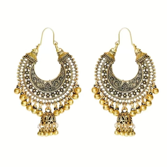 HINDI INTRICATE DANGLE HOOPS NWOT - Picture 2 of 5